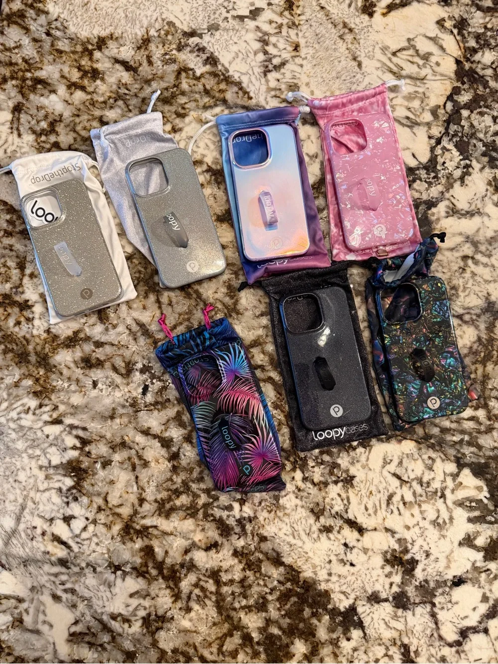 Lot of 7 Loopy iPhone 13 Pro Righty Cases With Pouches